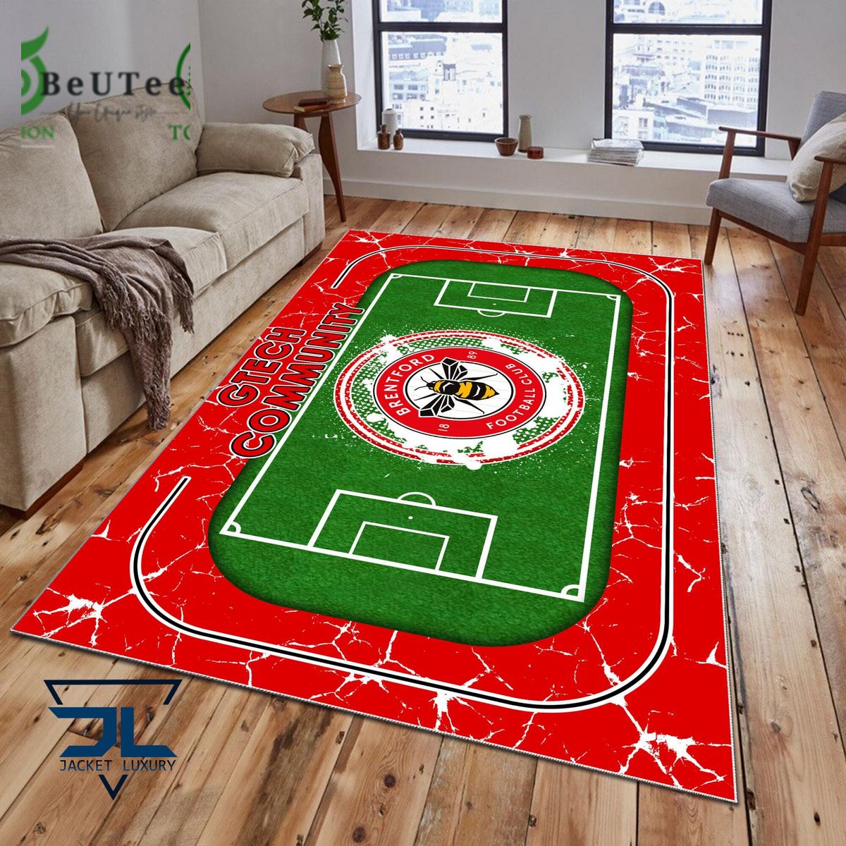 Brentford FC Premier League Football Team Carpet Rug - Adult & Kids T-Shirts, Sweatshirts & Hoodies apparel design preview 1