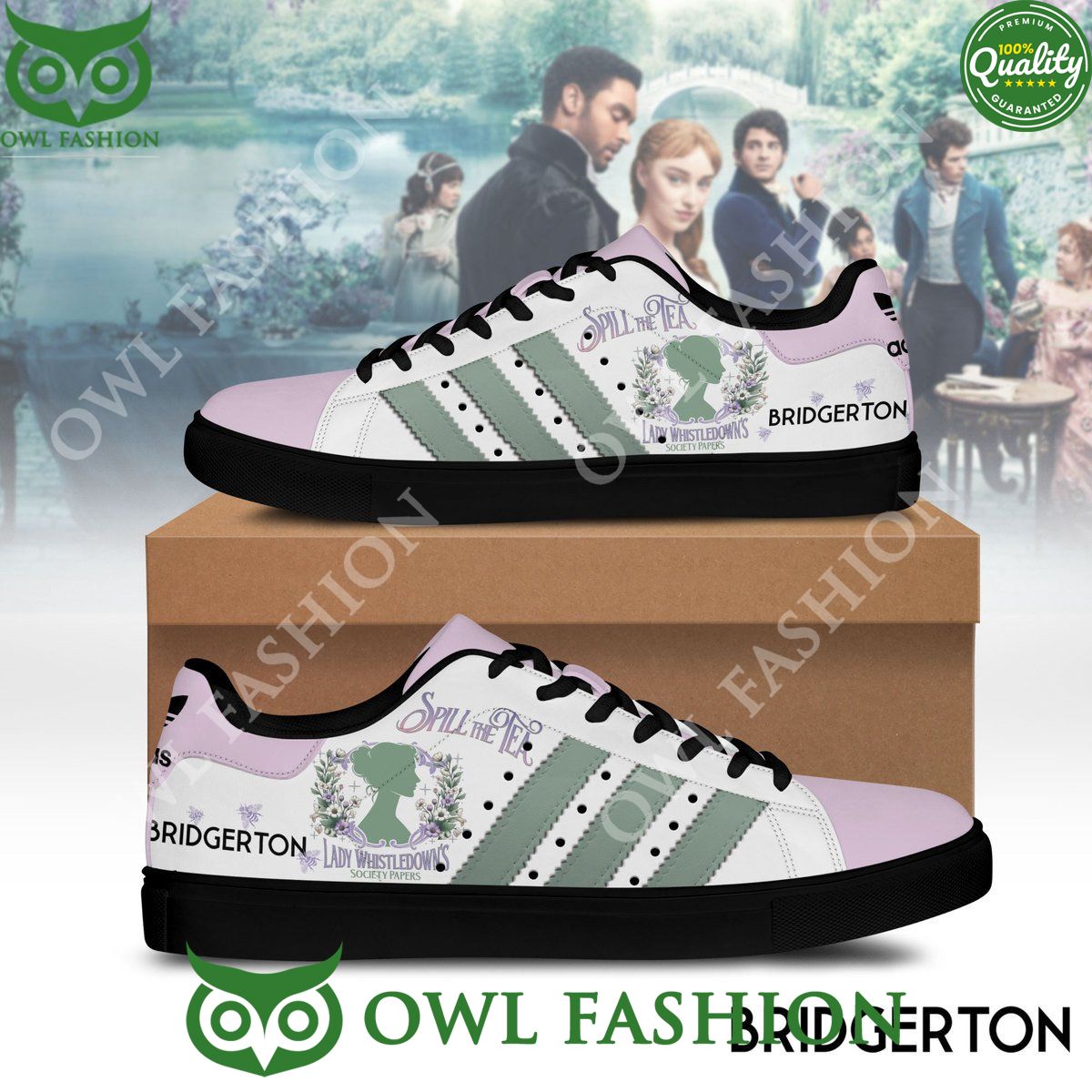 Bridgerton Spill the tea Lady whistledown stan smith - Adult & Kids T-Shirts, Sweatshirts & Hoodies apparel design preview 1