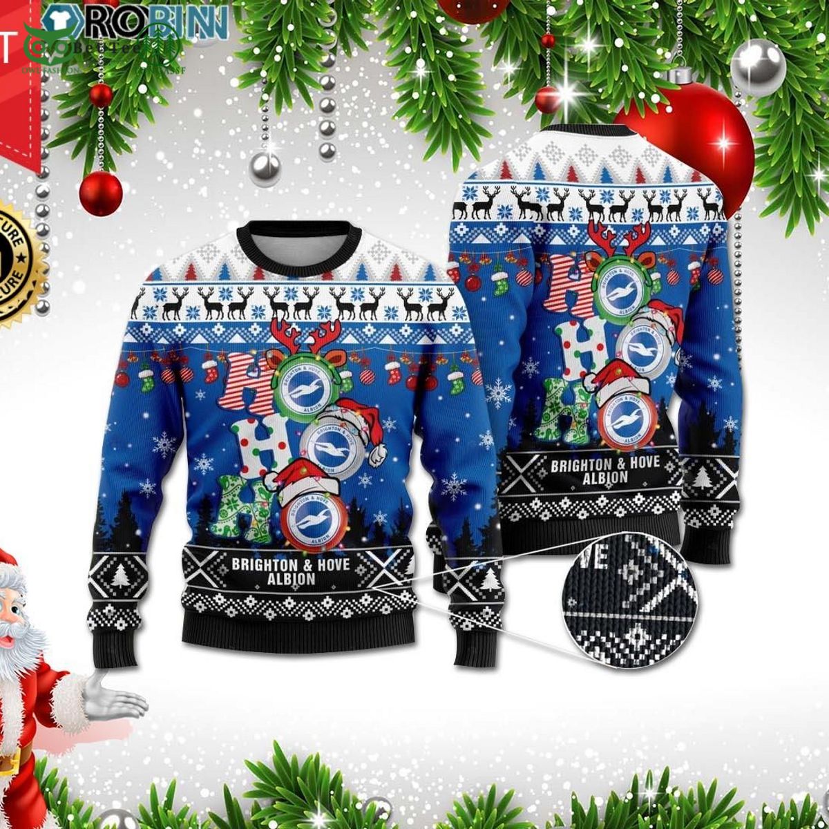 Brighton and Ampamp Hove Albion FC Ho Christmas Ugly - Adult & Kids T-Shirts, Sweatshirts & Hoodies apparel design preview 1