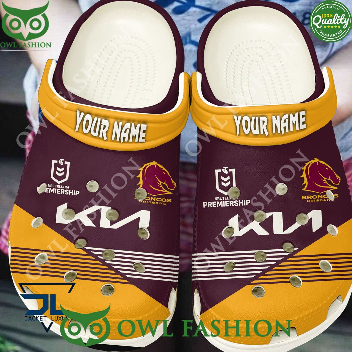 Brisbane Broncos NRL Australian Custom Name Croc - Adult & Kids T-Shirts, Sweatshirts & Hoodies apparel design preview 1