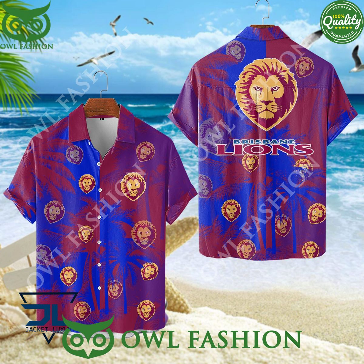 Brisbane Lions AFL Australian Hawaiian and short - Adult & Kids T-Shirts, Sweatshirts & Hoodies apparel design preview 1