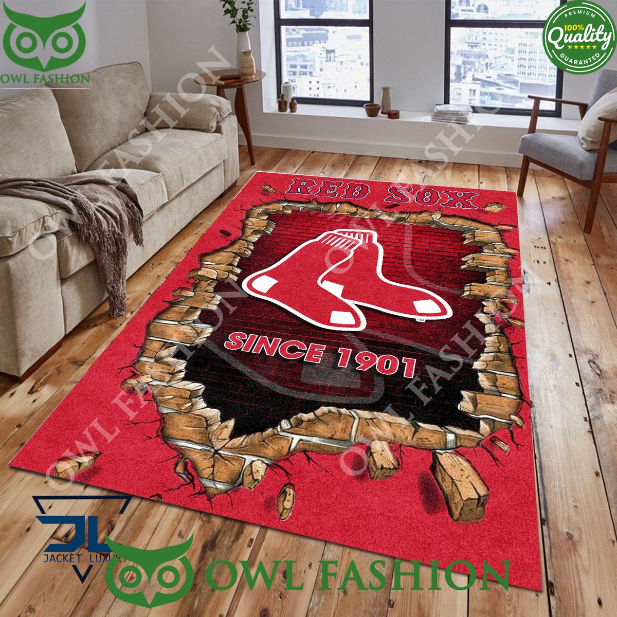 Broken Wall Boston Red Sox MLB Baseball Team Rug - Adult & Kids T-Shirts, Sweatshirts & Hoodies apparel design preview 1