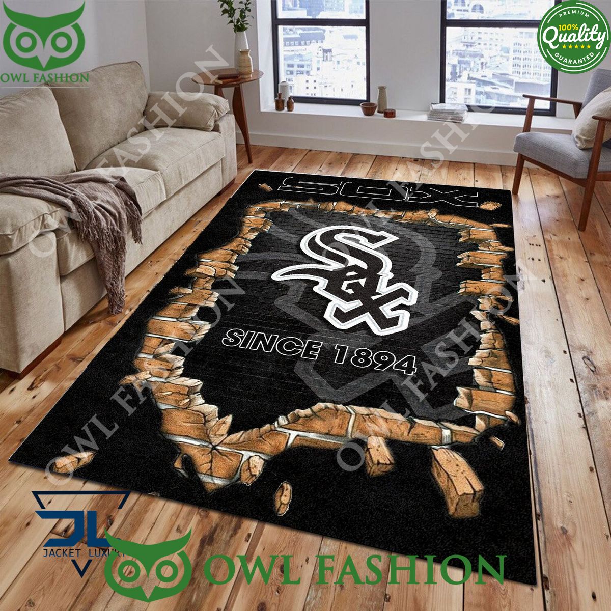 Broken Wall Chicago White Sox MLB Baseball Team Rug - Adult & Kids T-Shirts, Sweatshirts & Hoodies apparel design preview 1