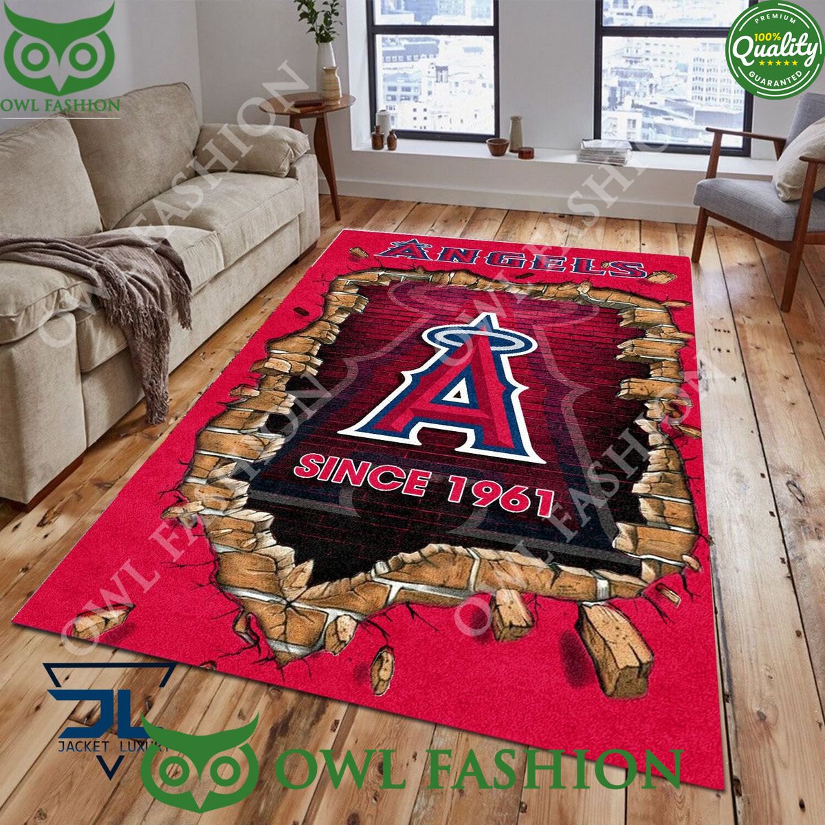 Broken Wall Los Angeles Angels MLB Baseball Team Rug - Adult & Kids T-Shirts, Sweatshirts & Hoodies apparel design preview 1