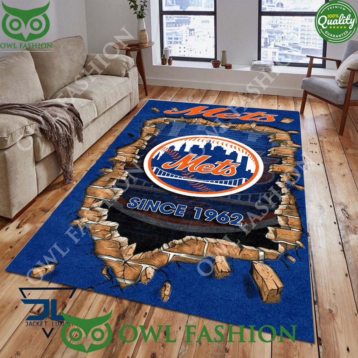 Broken Wall New York Mets MLB Baseball Team Rug - Adult & Kids T-Shirts, Sweatshirts & Hoodies apparel design preview 1