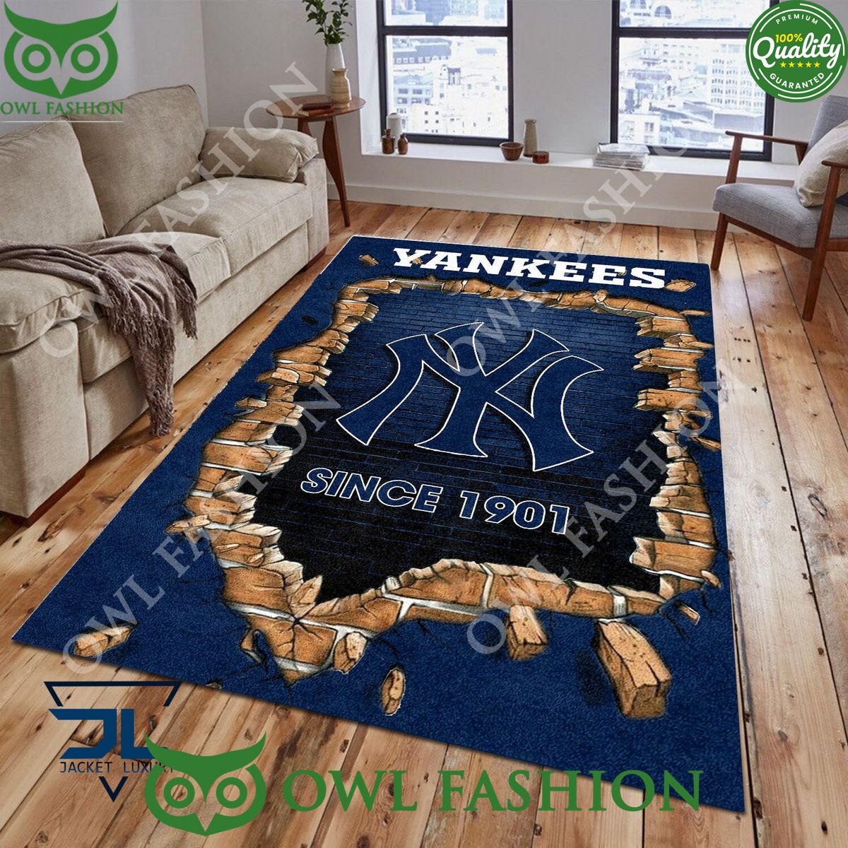 Broken Wall New York Yankees MLB Baseball Team Rug - Adult & Kids T-Shirts, Sweatshirts & Hoodies apparel design preview 1