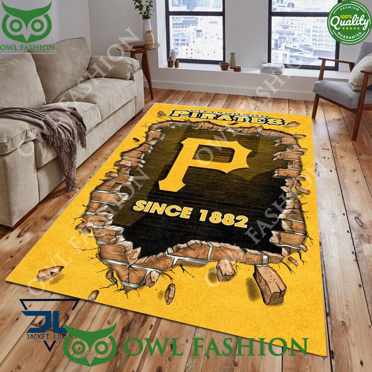 Broken Wall Pittsburgh Pirates MLB Baseball Team Rug - Adult & Kids T-Shirts, Sweatshirts & Hoodies apparel design preview 1