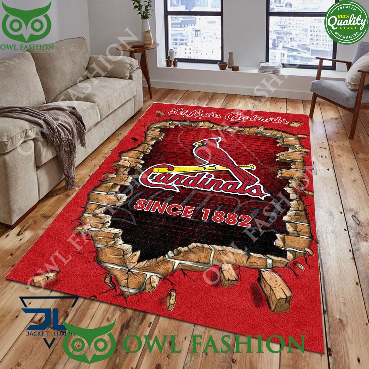 Broken Wall St. Louis Cardinals MLB Baseball Team Rug - Adult & Kids T-Shirts, Sweatshirts & Hoodies apparel design preview 1