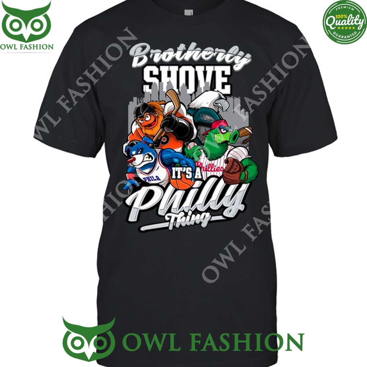 Brotherly Shove Its A Philly Thing MLB Cartoon 2d - Adult & Kids T-Shirts, Sweatshirts & Hoodies apparel design preview 1