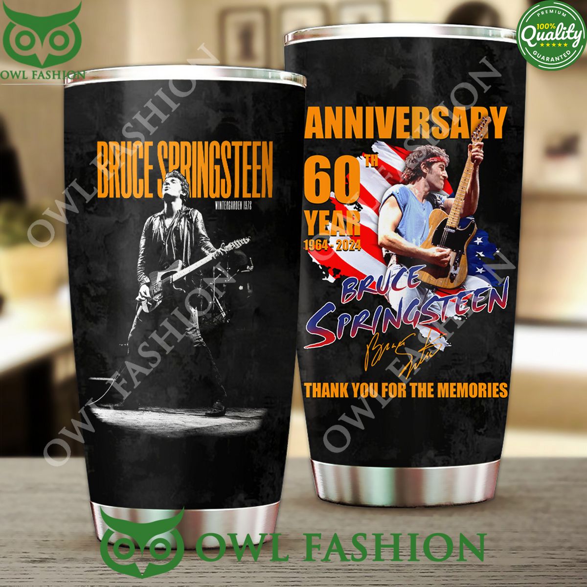 Bruce Springsteen Anniversary 60th Year Tumbler Cup - Adult & Kids T-Shirts, Sweatshirts & Hoodies apparel design preview 1