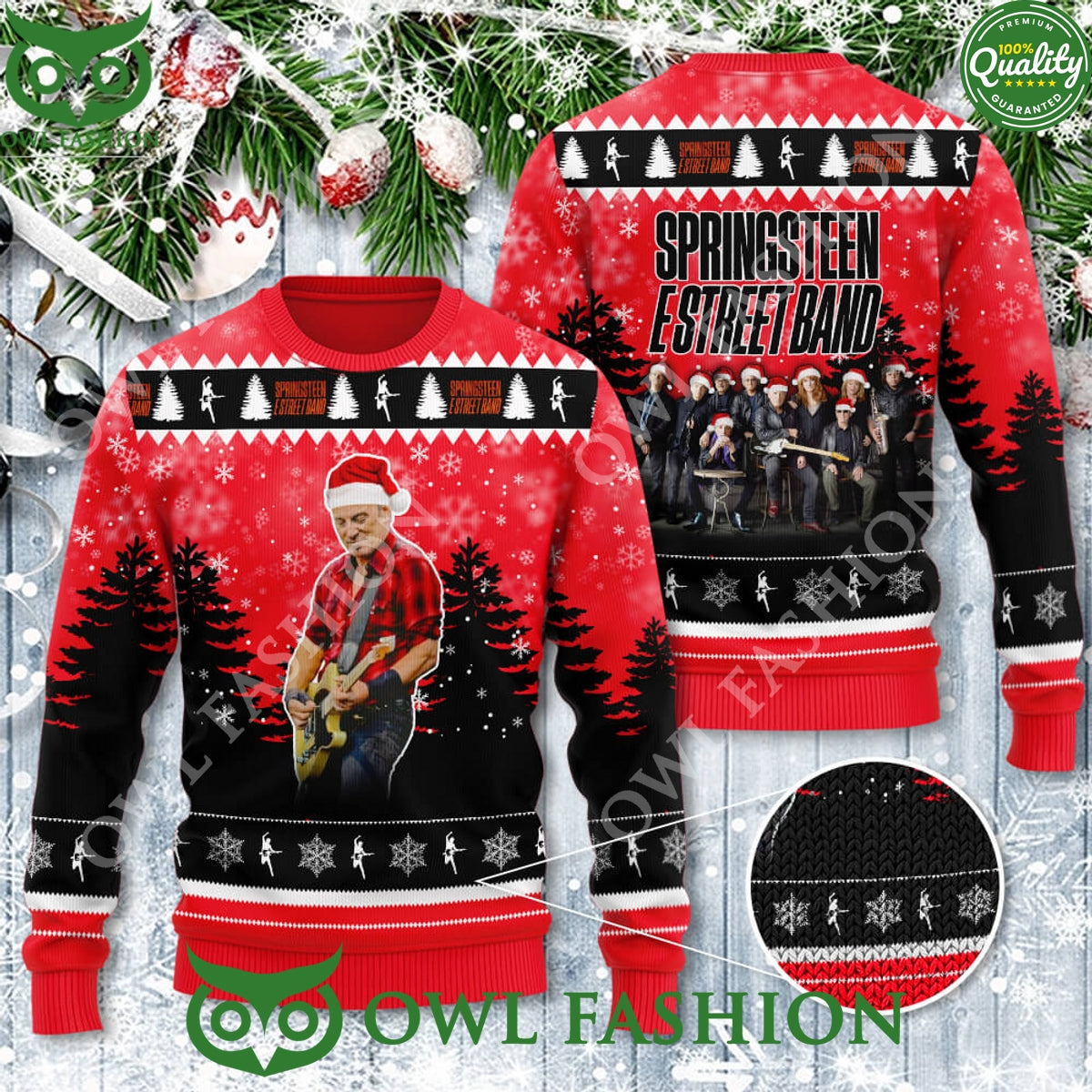Bruce Springsteen E Street Band Guitar Christmas 3D - Adult & Kids T-Shirts, Sweatshirts & Hoodies apparel design preview 1
