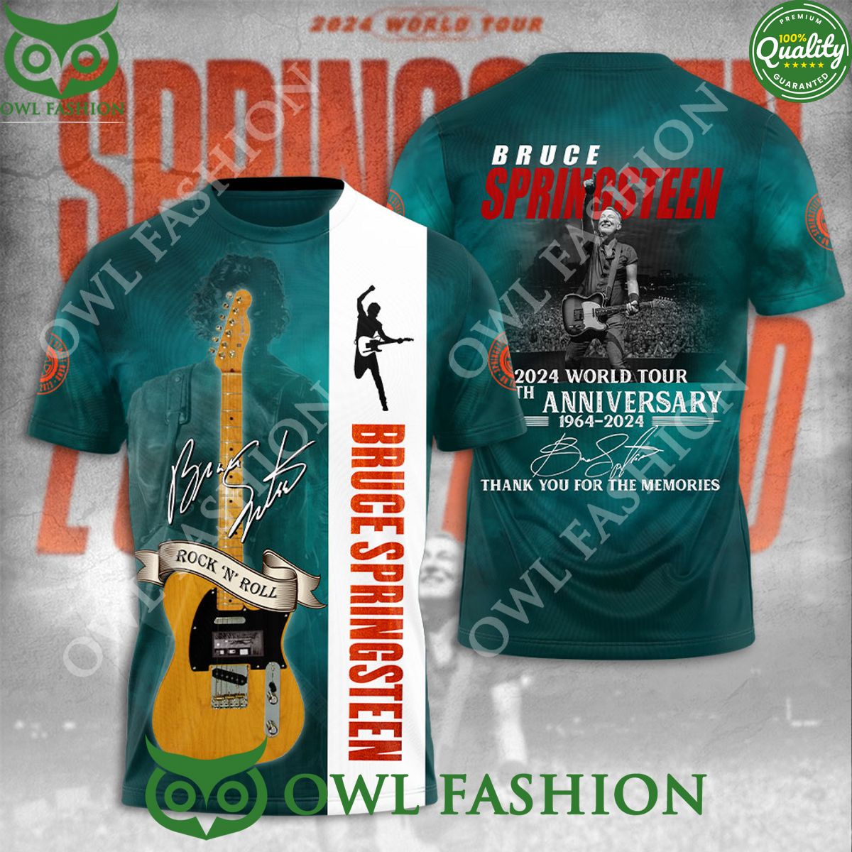 Bruce Springsteen World Tour 1964 2024 Anniversary - Adult & Kids T-Shirts, Sweatshirts & Hoodies apparel design preview 1