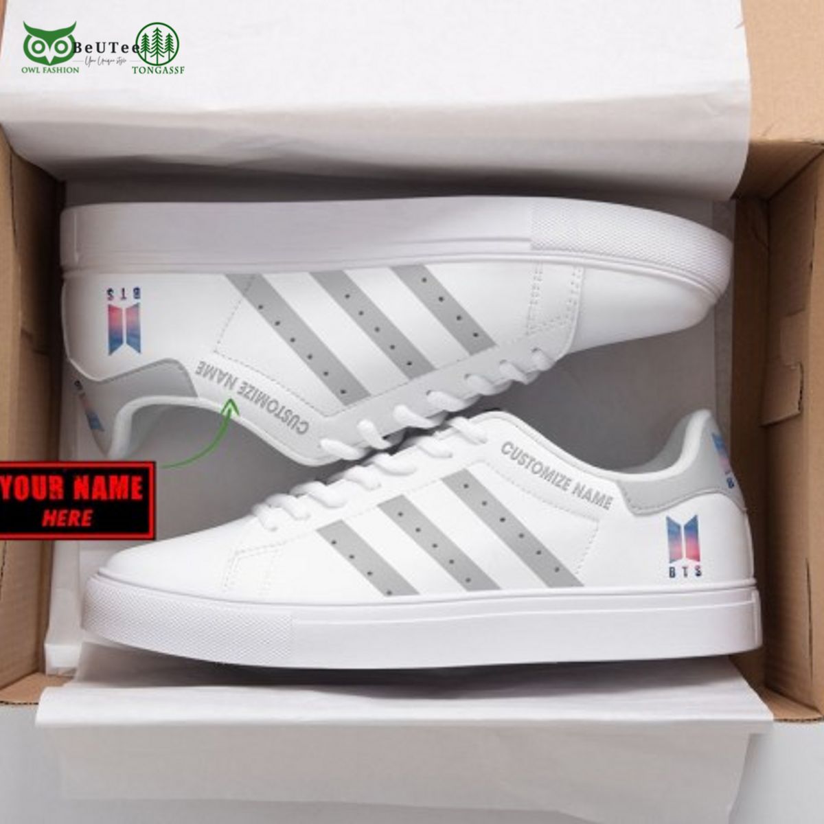 BTS Kpop Band Customized Name Stan Smith Shoes - Adult & Kids T-Shirts, Sweatshirts & Hoodies apparel design preview 1