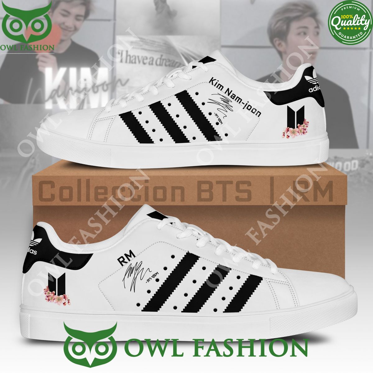 BTS RM Kim Namjoon Signature White Stan Smith - Adult & Kids T-Shirts, Sweatshirts & Hoodies apparel design preview 1
