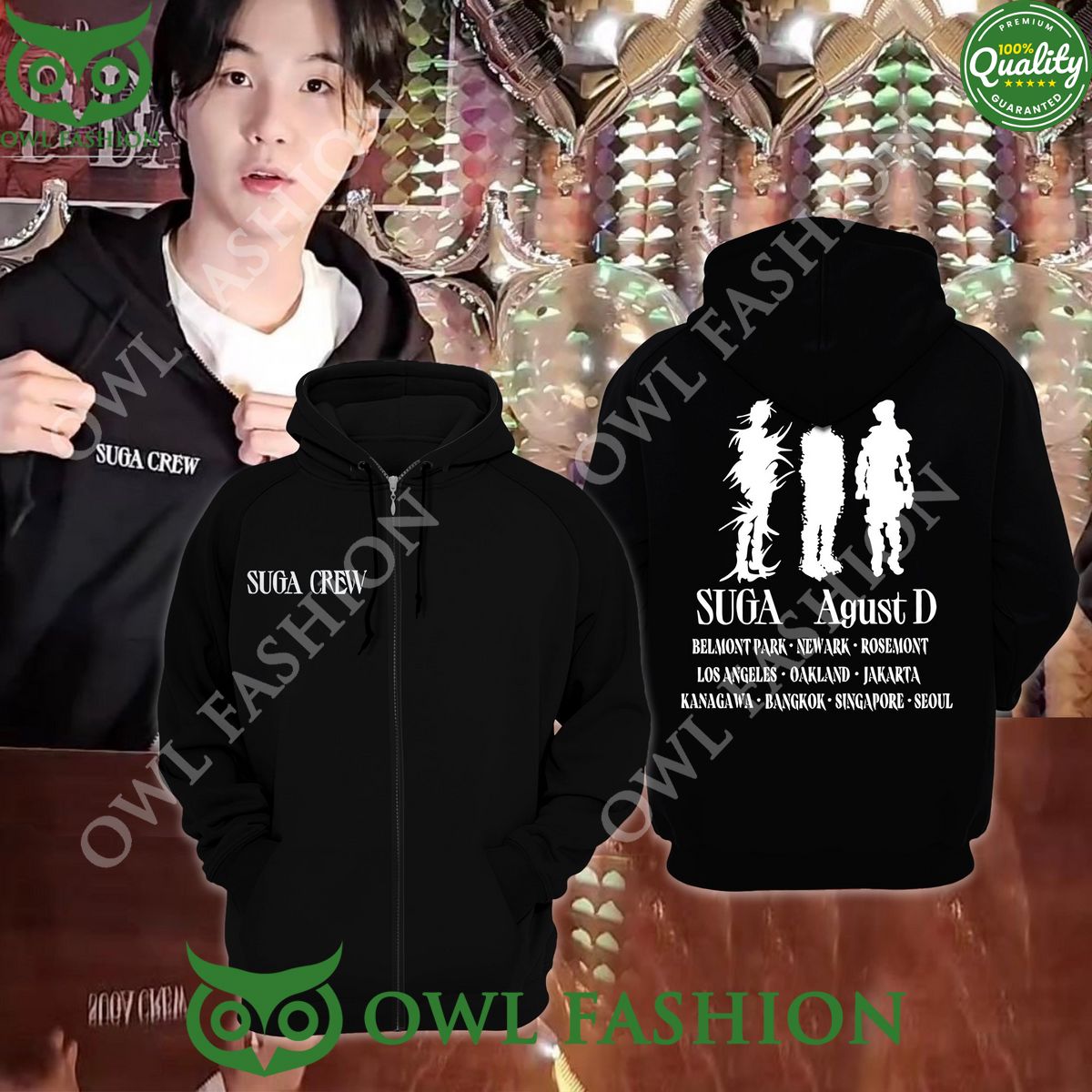 BTS Suga Crew Agust D Black 2D - Adult & Kids T-Shirts, Sweatshirts & Hoodies apparel design preview 1