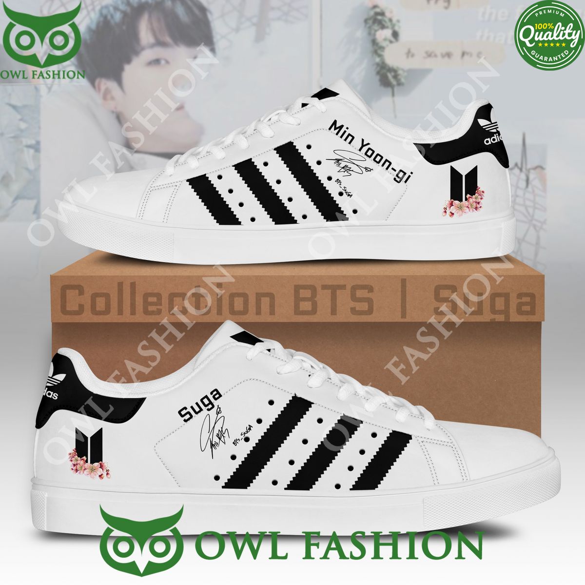 BTS Suga Min Yoongi Signature White Stan Smith - Adult & Kids T-Shirts, Sweatshirts & Hoodies apparel design preview 1