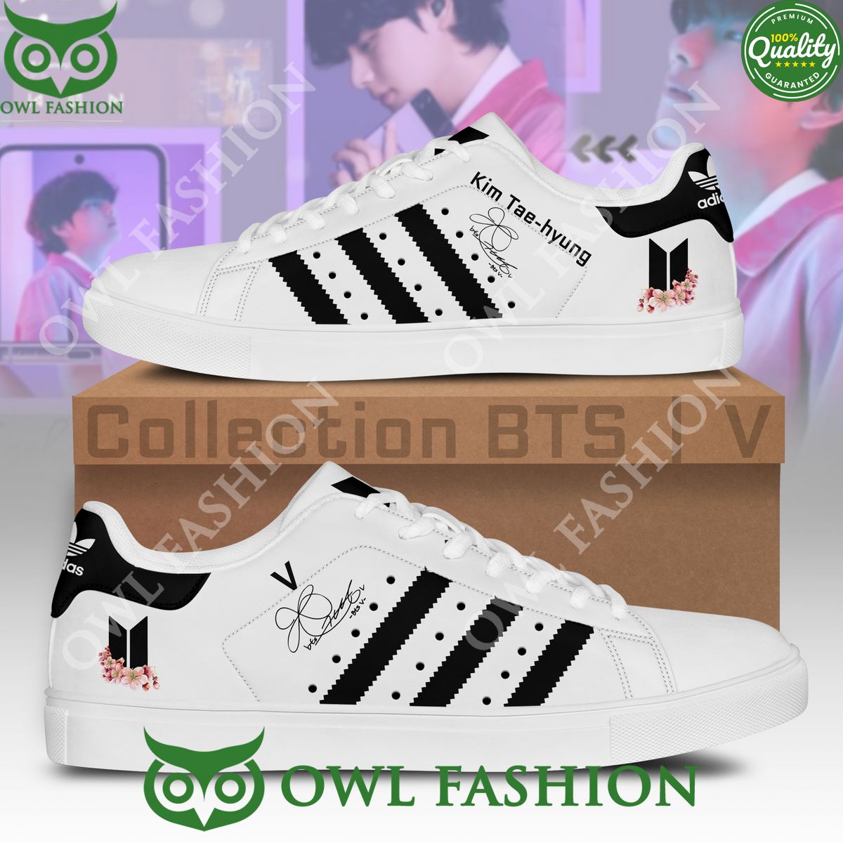 BTS V Kim Taehyung Signature White Stan Smith - Adult & Kids T-Shirts, Sweatshirts & Hoodies apparel design preview 1