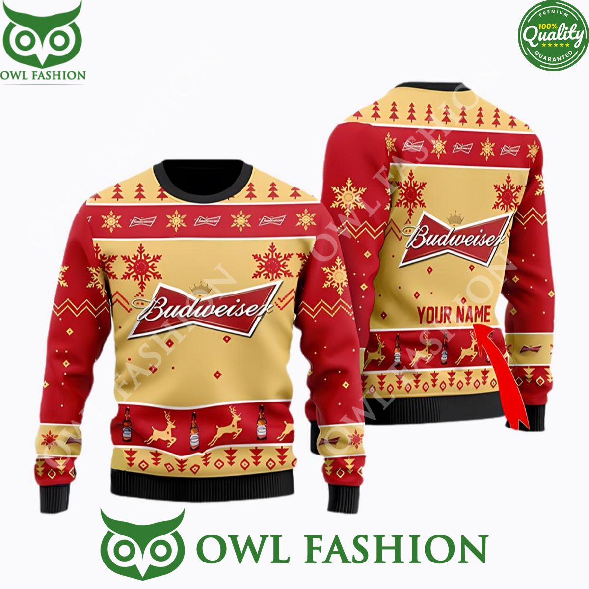 Budweiser Beer Christmas Sweater Jumper - Adult & Kids T-Shirts, Sweatshirts & Hoodies apparel design preview 1