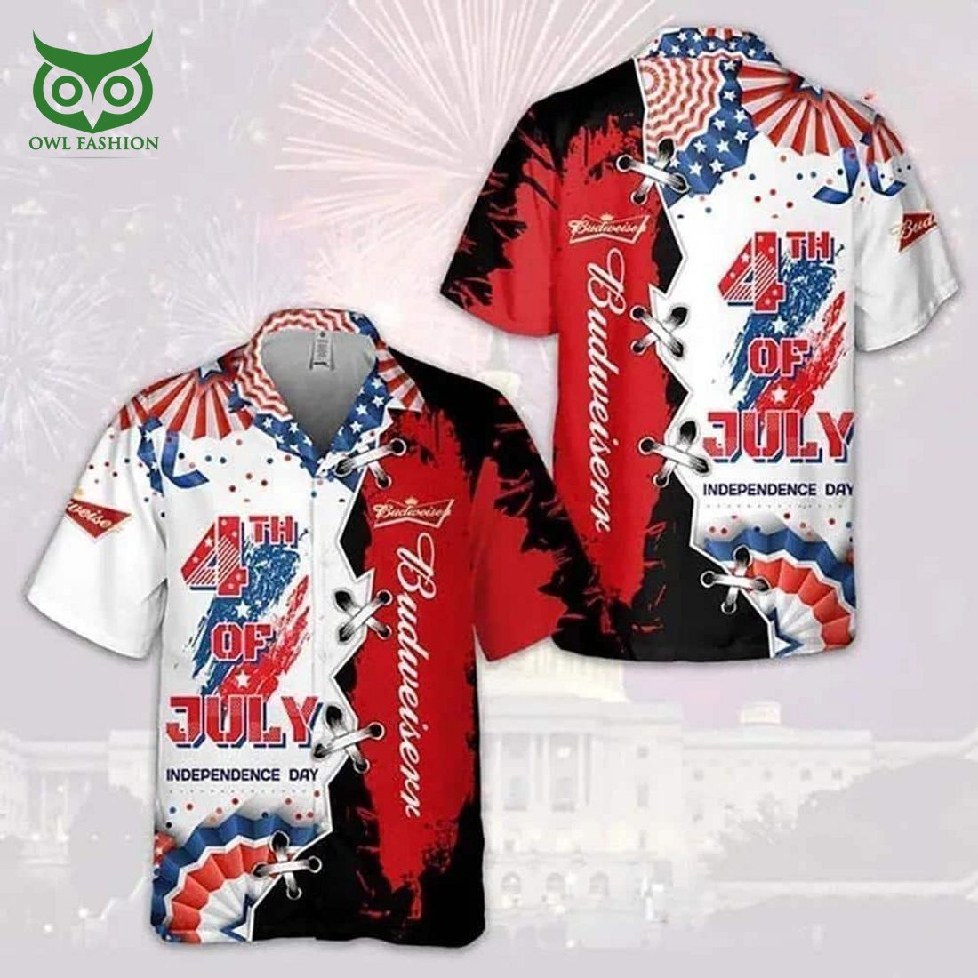 Budweiser Beer Hawaiian Independence Day 4th Of July - Adult & Kids T-Shirts, Sweatshirts & Hoodies apparel design preview 1