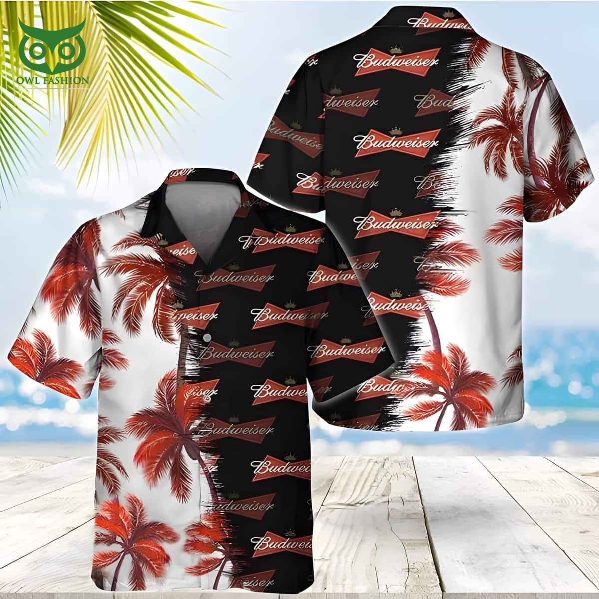 Budweiser Beer Palm Trees Beach Lovers Gift Hawaiian - Adult & Kids T-Shirts, Sweatshirts & Hoodies apparel design preview 1