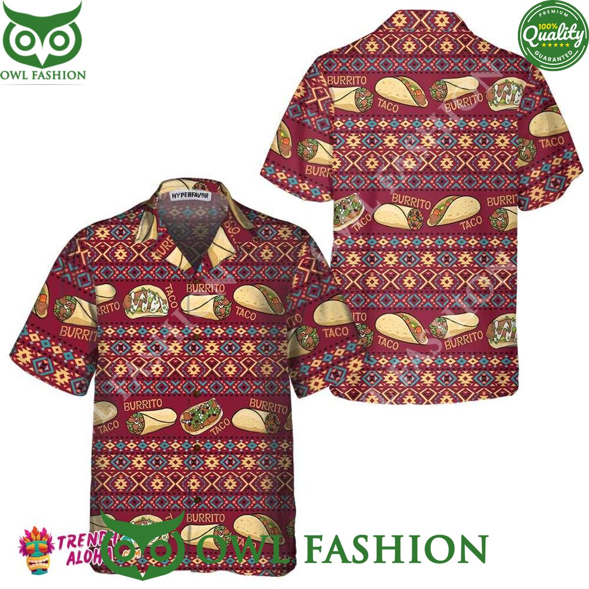 Burgundy Taco Mexican Folk Hawaiian Lover - Adult & Kids T-Shirts, Sweatshirts & Hoodies apparel design preview 1