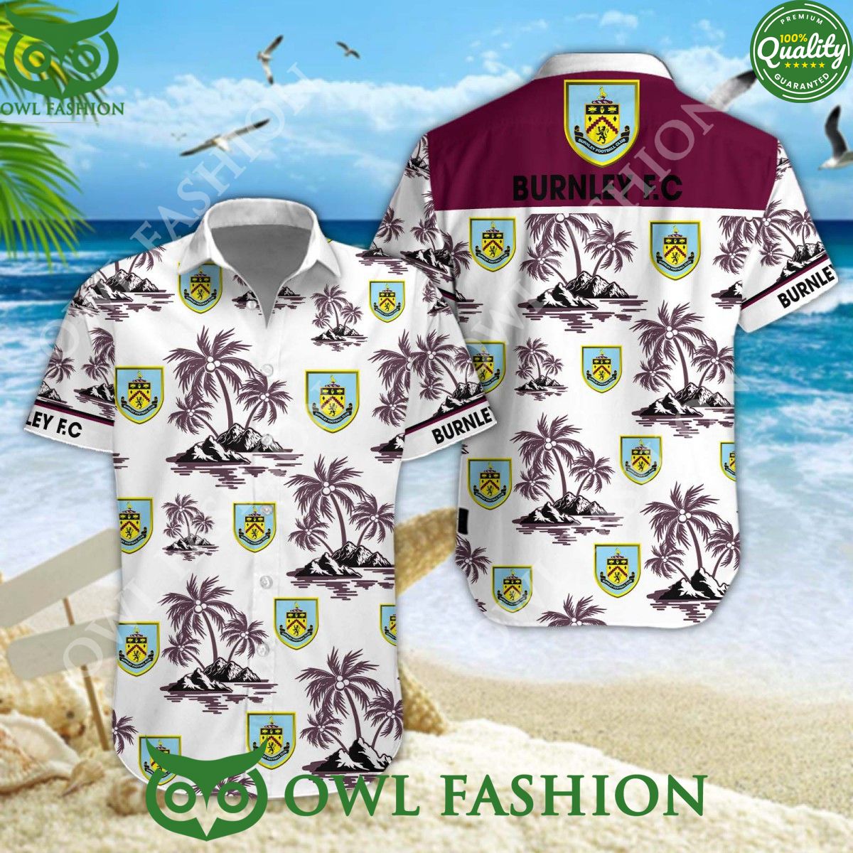 Burnley F.C Vincent Kompany EPL Coconut Hawaiian - Adult & Kids T-Shirts, Sweatshirts & Hoodies apparel design preview 1