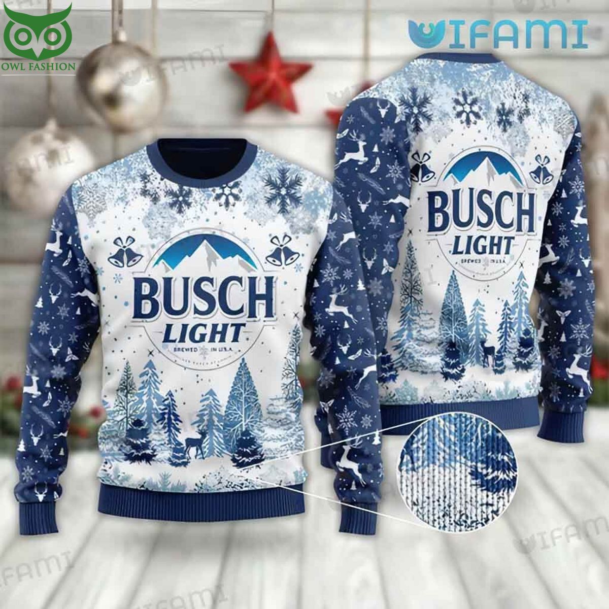 Busch Light Ugly Sweater Blue Christmas Pattern Beer - Adult & Kids T-Shirts, Sweatshirts & Hoodies apparel design preview 1