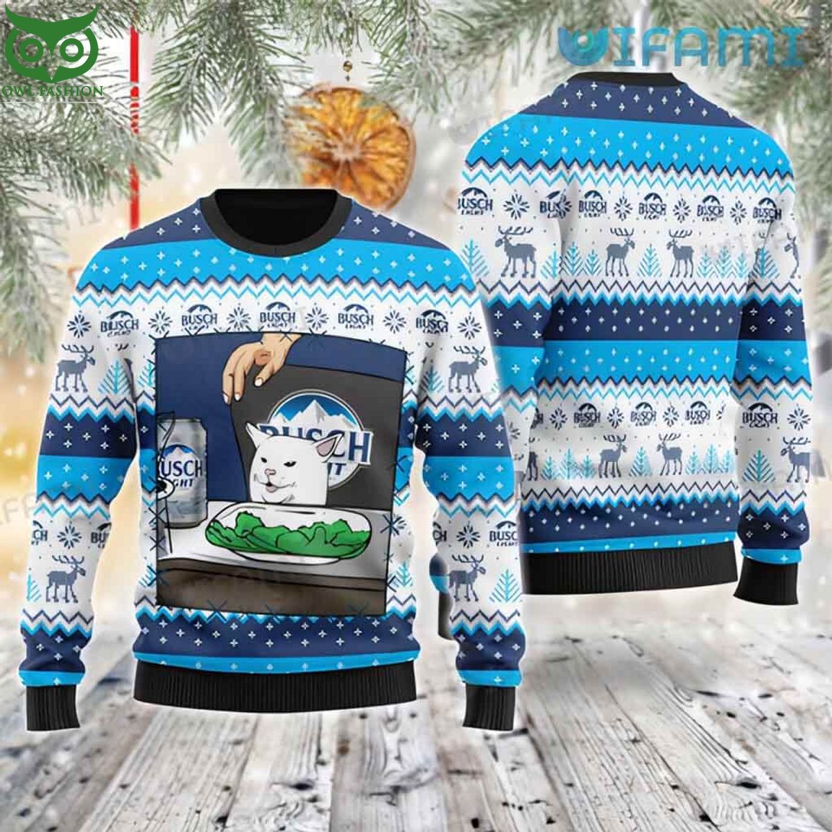 Busch Light Ugly Sweater Cat Meme Christmas Gift For - Adult & Kids T-Shirts, Sweatshirts & Hoodies apparel design preview 1