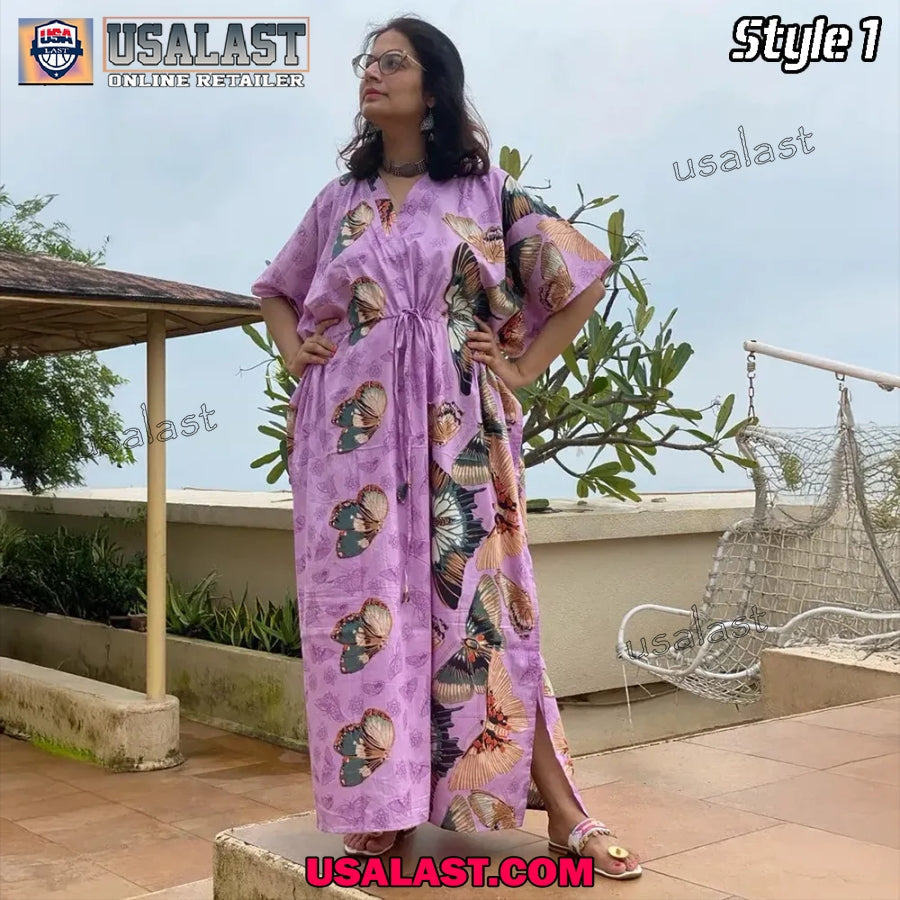 Butterfly Kaftan Dress Nursing Caftan, Beachwear - Adult & Kids T-Shirts, Sweatshirts & Hoodies apparel design preview 1