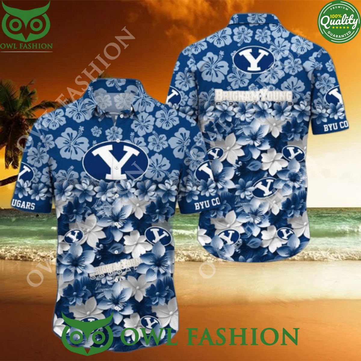 BYU Cougars NCAA3 Flower Hawaiian Trending Summer - Adult & Kids T-Shirts, Sweatshirts & Hoodies apparel design preview 1