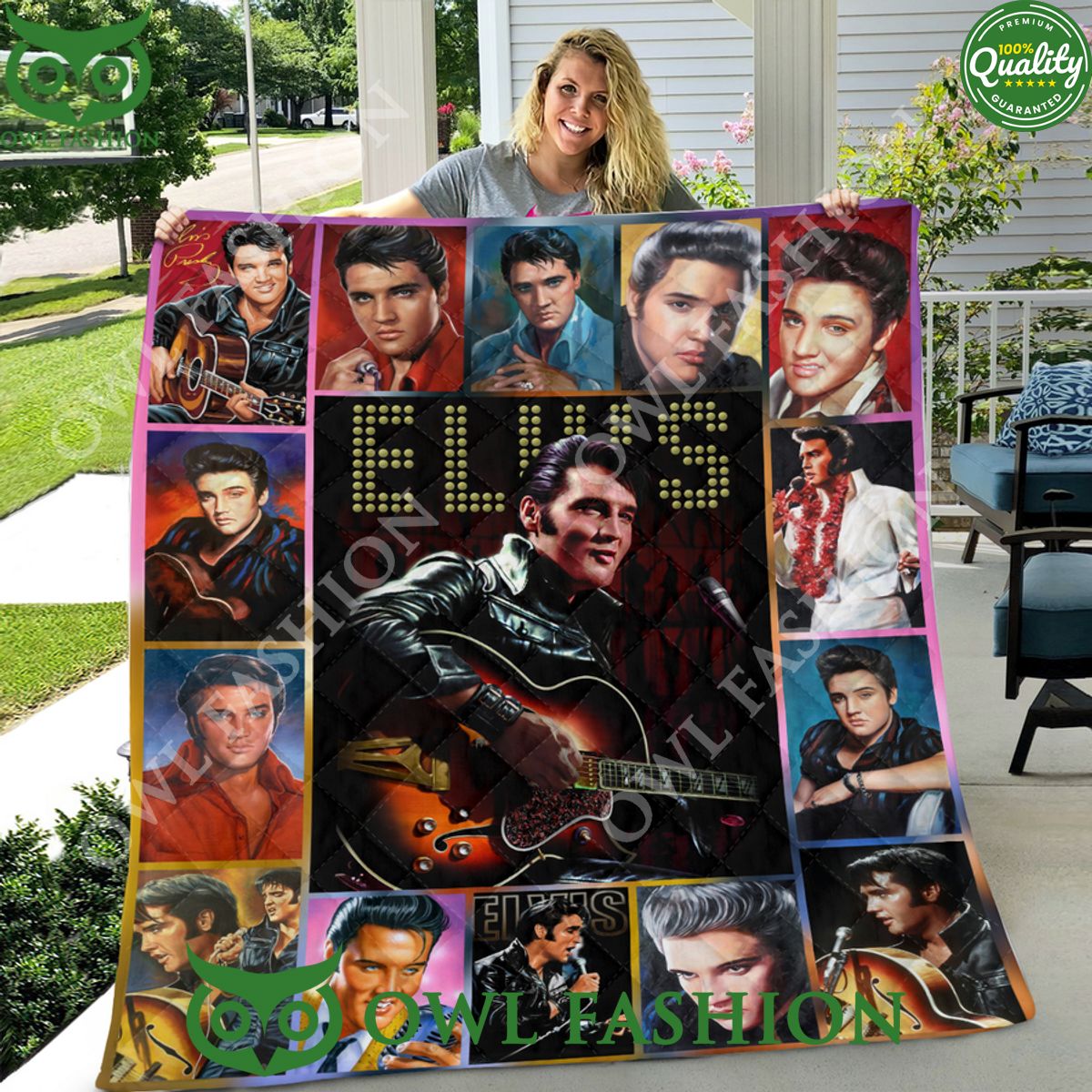 Elvis Presley Rock Portraits Legendary quilt blanket - Adult & Kids T-Shirts, Sweatshirts & Hoodies apparel design preview 1