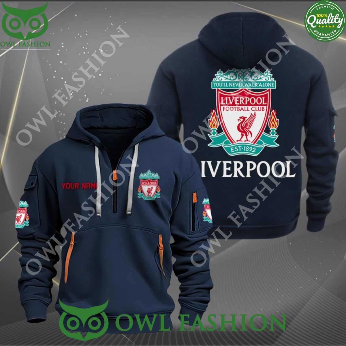 Liverpool Football Champion Custom Name Quarter Zip - Adult & Kids T-Shirts, Sweatshirts & Hoodies apparel design preview 1