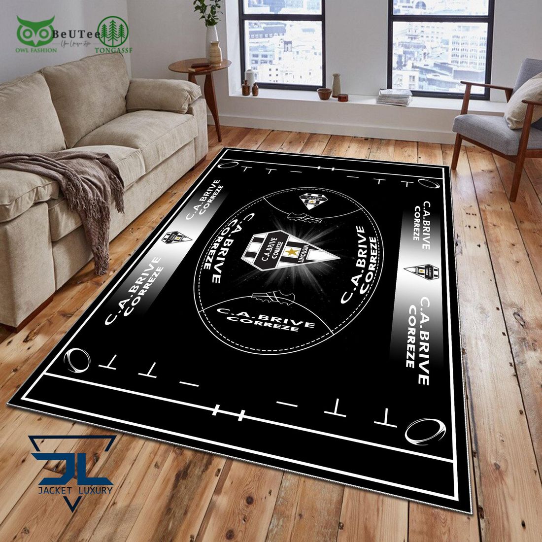 CA Brive French Rugby Carpet Rug - Adult & Kids T-Shirts, Sweatshirts & Hoodies apparel design preview 1