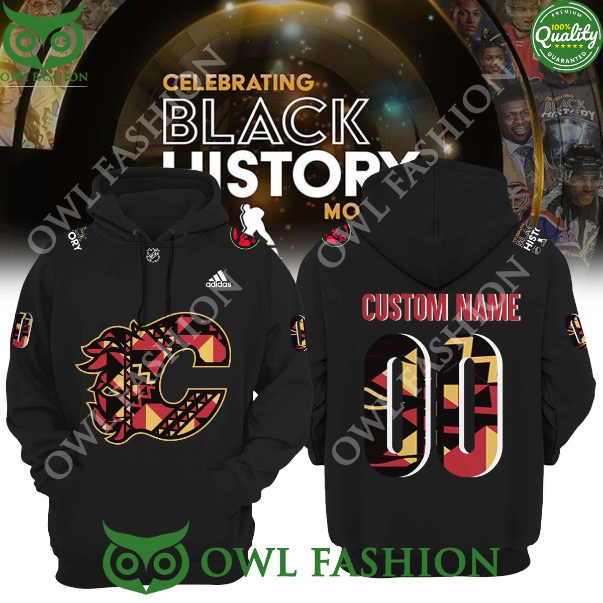 Calgary Flames 2024 Black History Month Printed - Adult & Kids T-Shirts, Sweatshirts & Hoodies apparel design preview 1