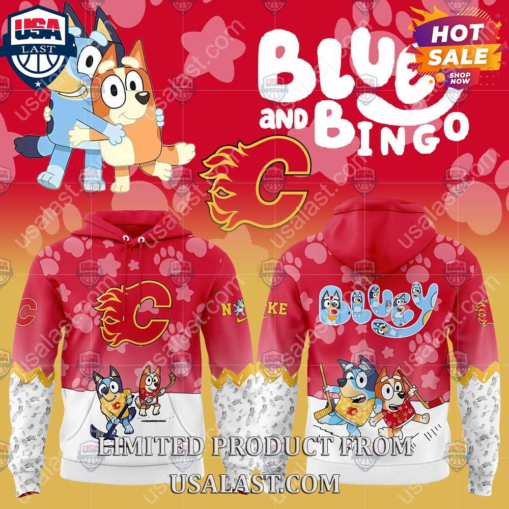 Calgary Flames NHL Bluey and Bingo - Adult & Kids T-Shirts, Sweatshirts & Hoodies apparel design preview 1