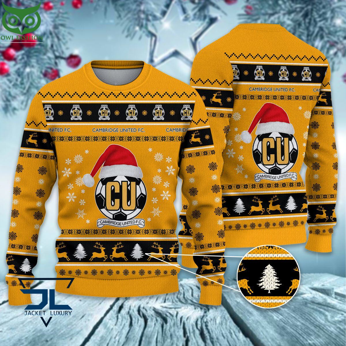 Cambridge United F.C EPL League Cup Ugly Sweater - Adult & Kids T-Shirts, Sweatshirts & Hoodies apparel design preview 1