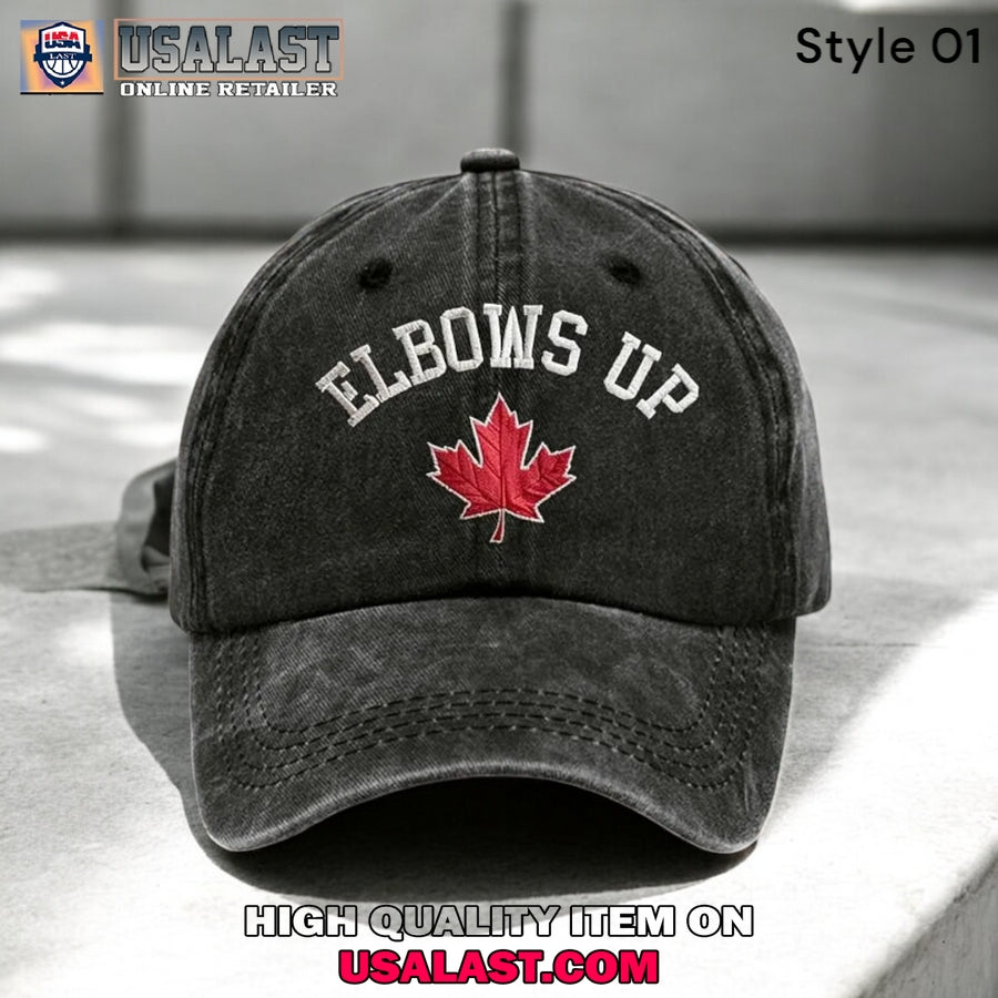 Canada Elbows Up Printed Baseball Cap - Adult & Kids T-Shirts, Sweatshirts & Hoodies apparel design preview 1