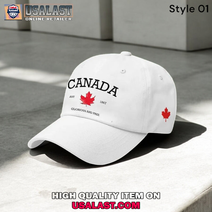 Canada Est 1867 Glorious And Free Print Baseball Cap - Adult & Kids T-Shirts, Sweatshirts & Hoodies apparel design preview 1