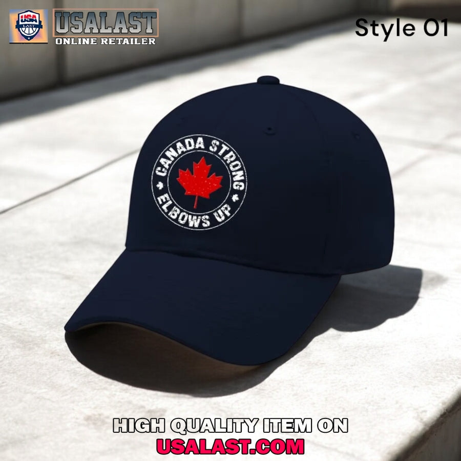 Canada Strong Elbow Up Print Baseball Cap - Adult & Kids T-Shirts, Sweatshirts & Hoodies apparel design preview 1