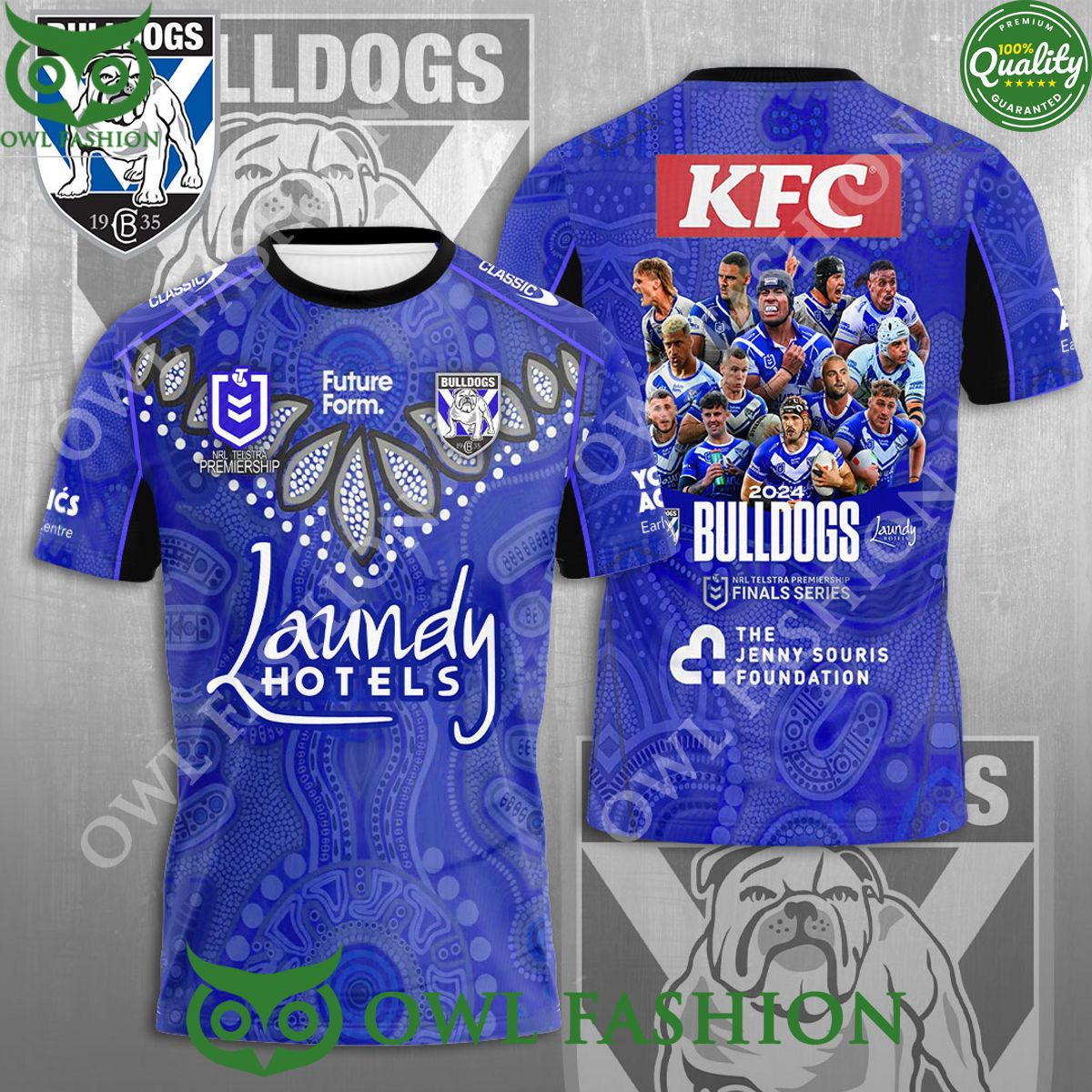 Canterbury-Bankstown Bulldogs Laundy Hotels Blue 3D - Adult & Kids T-Shirts, Sweatshirts & Hoodies apparel design preview 1
