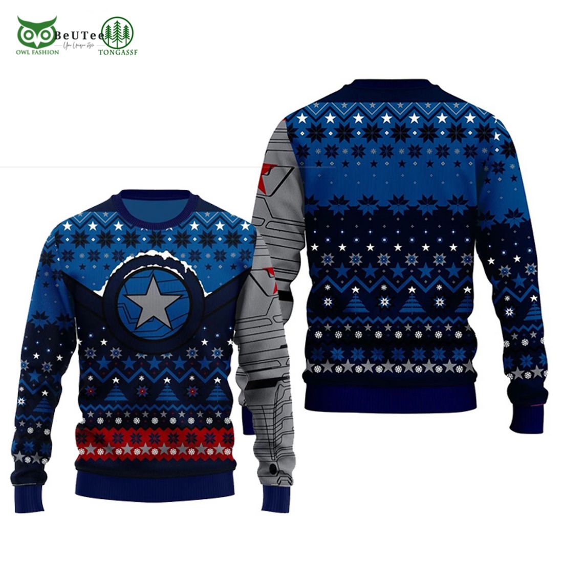 Captain America Ugly Christmas Sweater - Adult & Kids T-Shirts, Sweatshirts & Hoodies apparel design preview 1