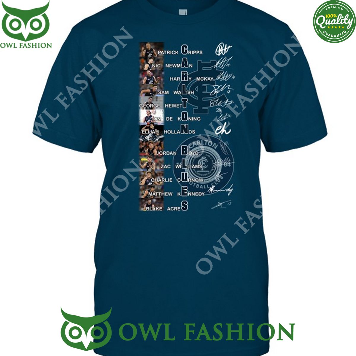 Carlton Australian Football Team Signatures Blues - Adult & Kids T-Shirts, Sweatshirts & Hoodies apparel design preview 1