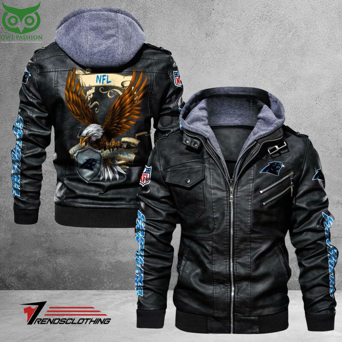 Carolina Panthers Trending 2D Leather Jacket - Adult & Kids T-Shirts, Sweatshirts & Hoodies apparel design preview 1