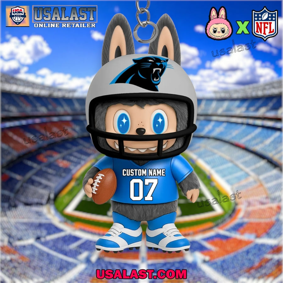 Carolina Panthers x Labubu Monster Custom Acrylic - Adult & Kids T-Shirts, Sweatshirts & Hoodies apparel design preview 1