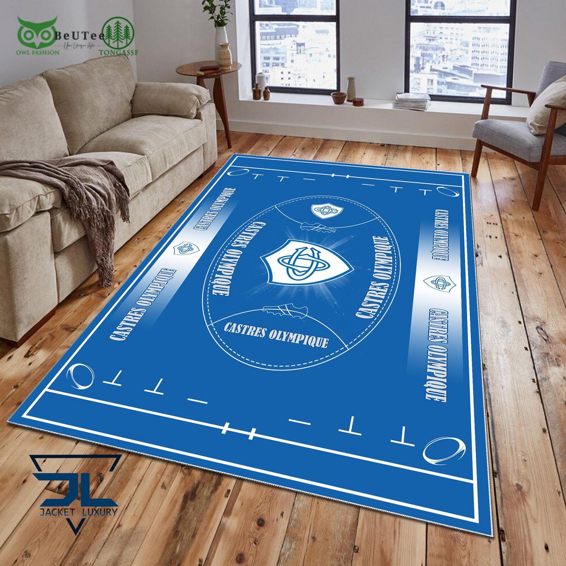 Castres Olympique French Rugby Carpet Rug - Adult & Kids T-Shirts, Sweatshirts & Hoodies apparel design preview 1