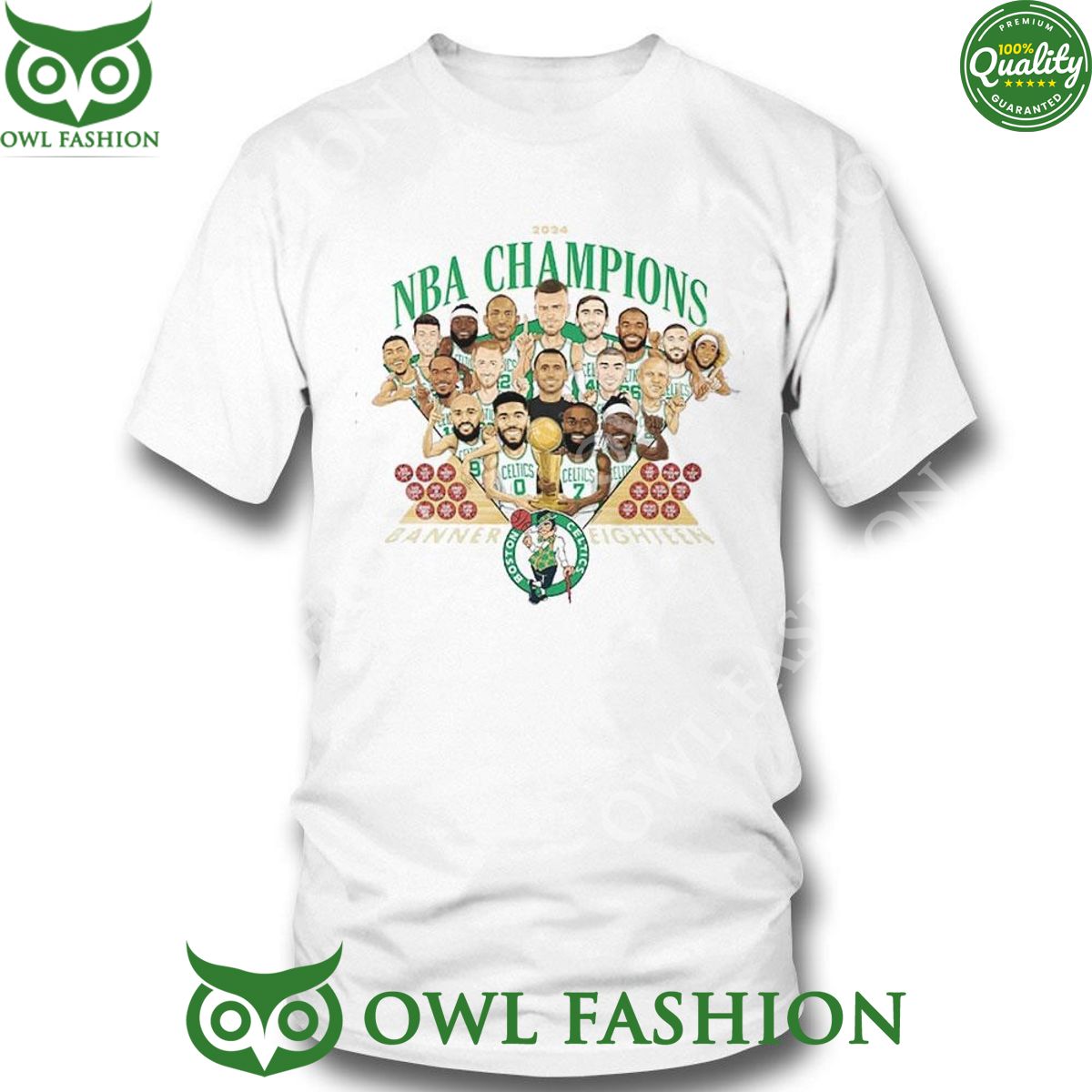 Celtics Parade 2024 NBA Champions Banner Eighteen - Adult & Kids T-Shirts, Sweatshirts & Hoodies apparel design preview 1