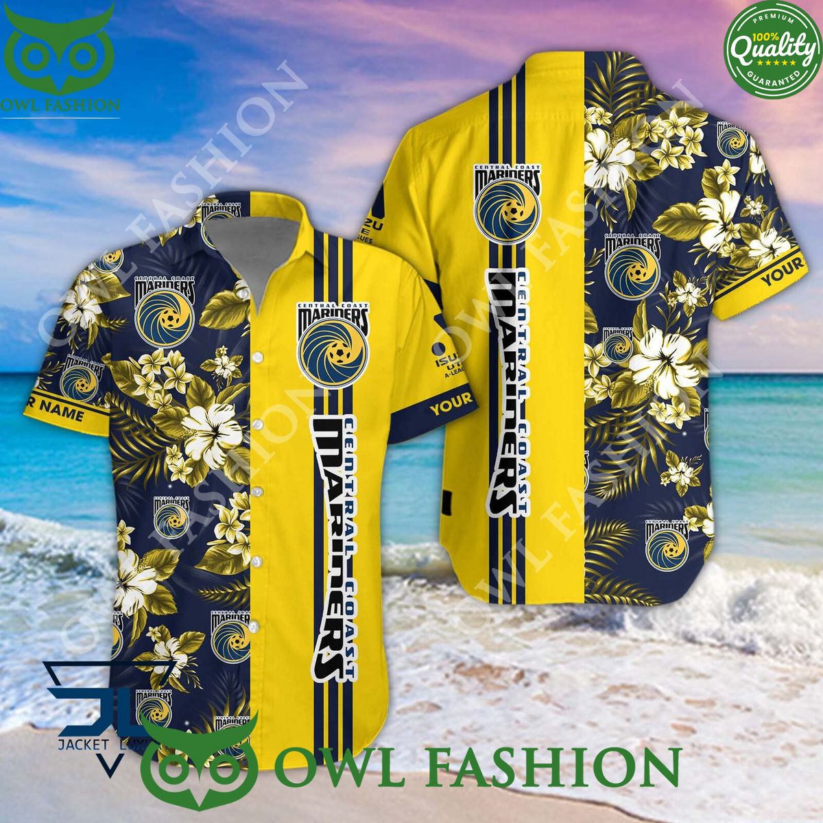 Central Coast Mariners A League Football Hawaiian and - Adult & Kids T-Shirts, Sweatshirts & Hoodies apparel design preview 1