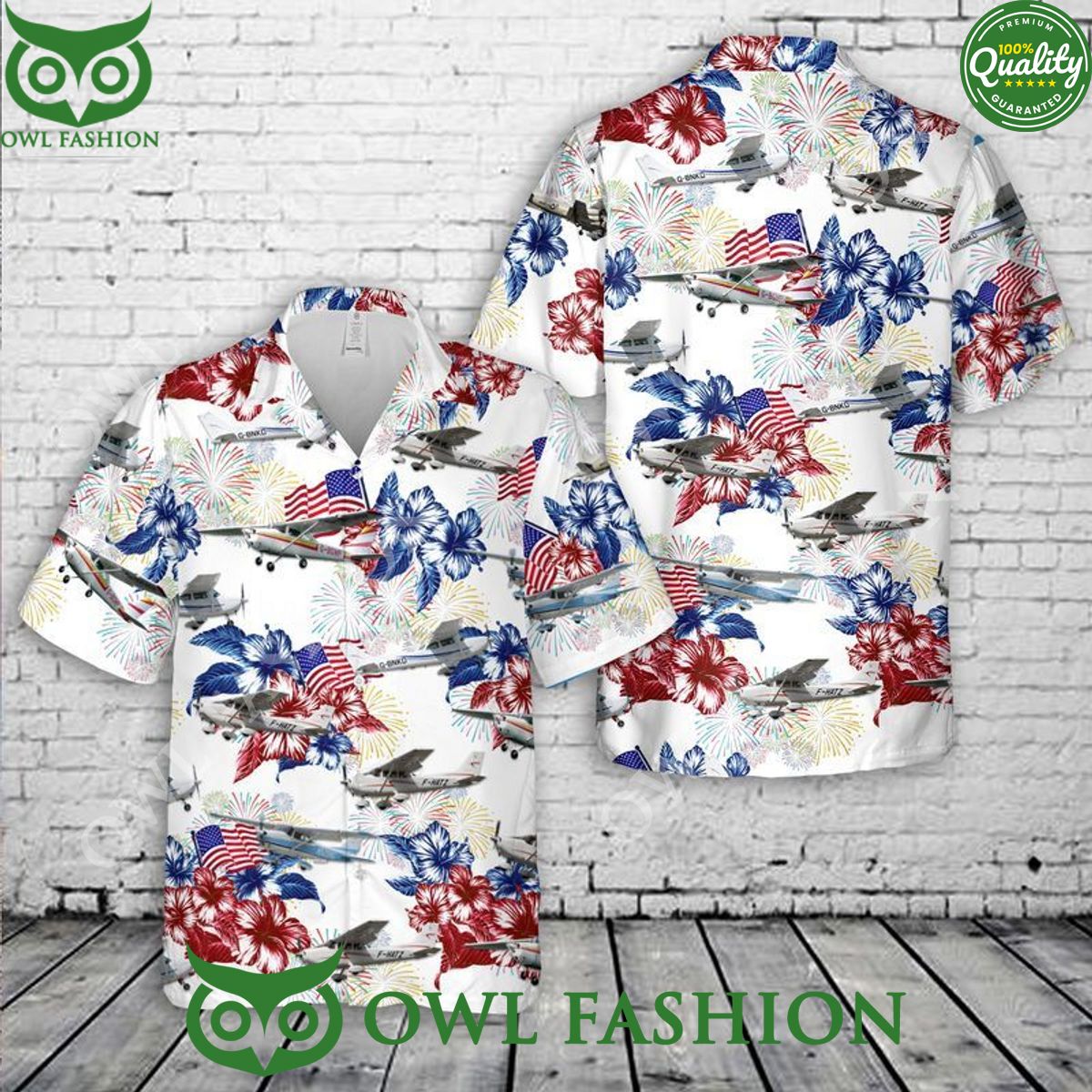 Cessna 172 4Th Of July Hawaiian Trendy Aloha - Adult & Kids T-Shirts, Sweatshirts & Hoodies apparel design preview 1