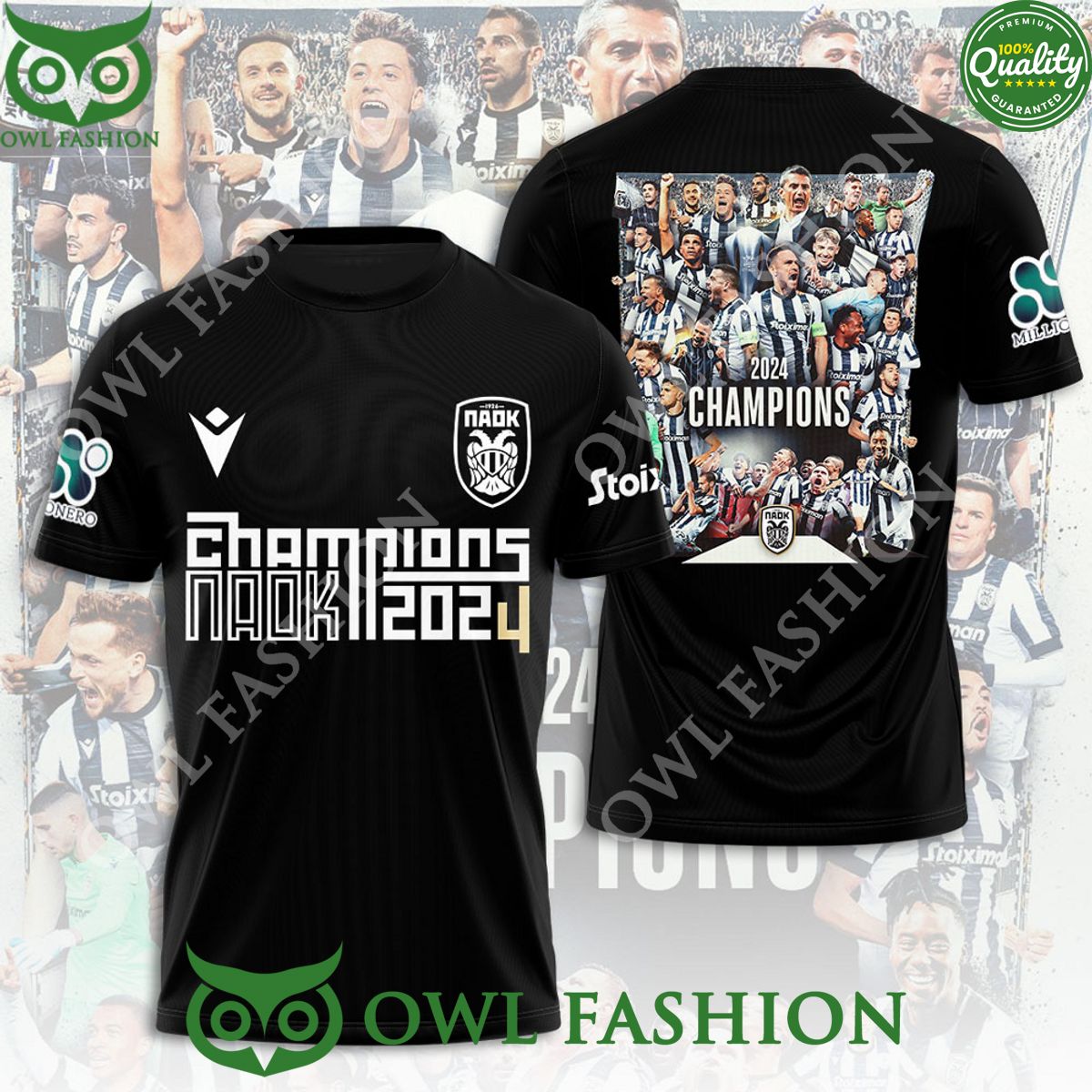 Champion Team 2024 PAOK FC Limited 3D - Adult & Kids T-Shirts, Sweatshirts & Hoodies apparel design preview 1