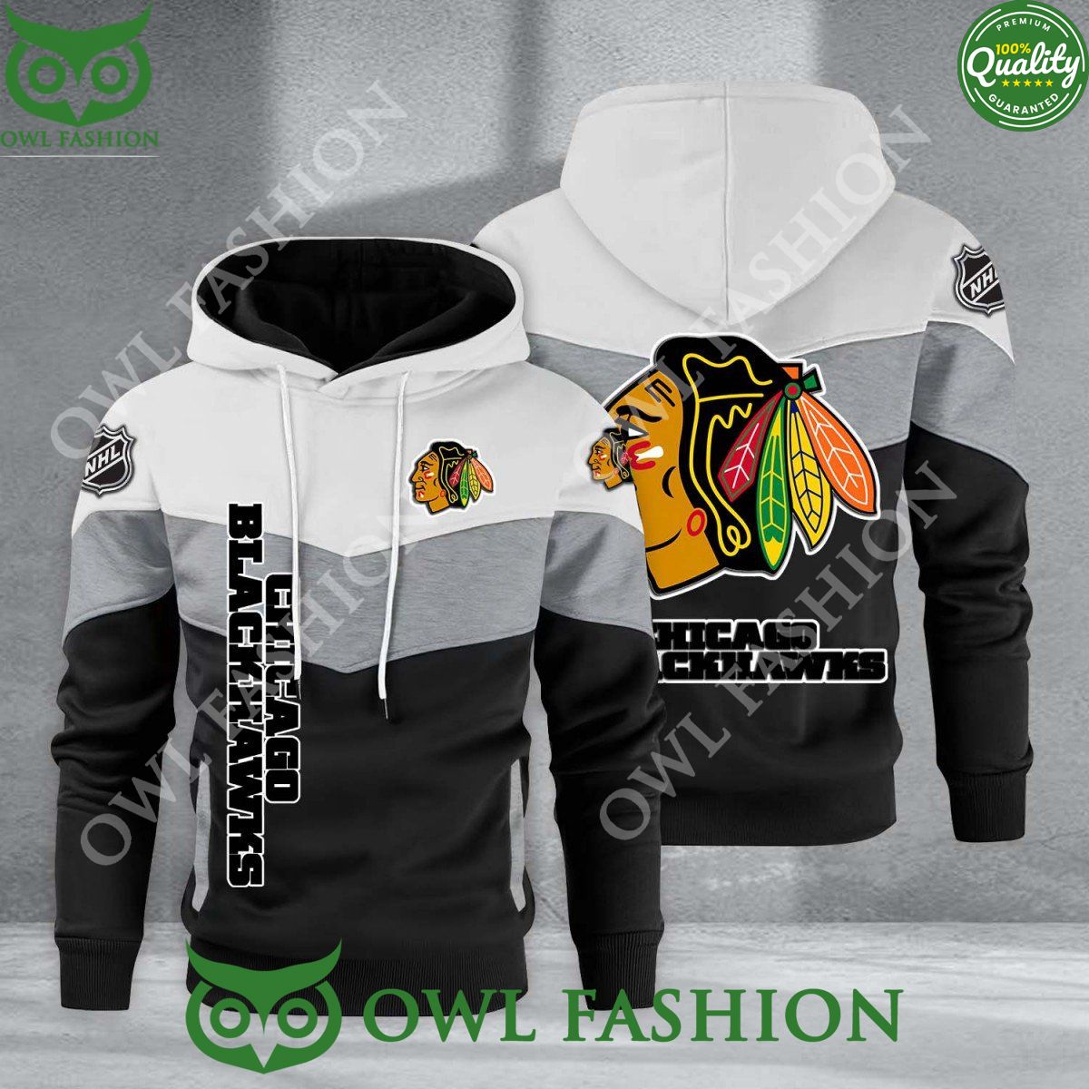 Chicago Blackhawks NHL Hockey Black White Printed - Adult & Kids T-Shirts, Sweatshirts & Hoodies apparel design preview 1